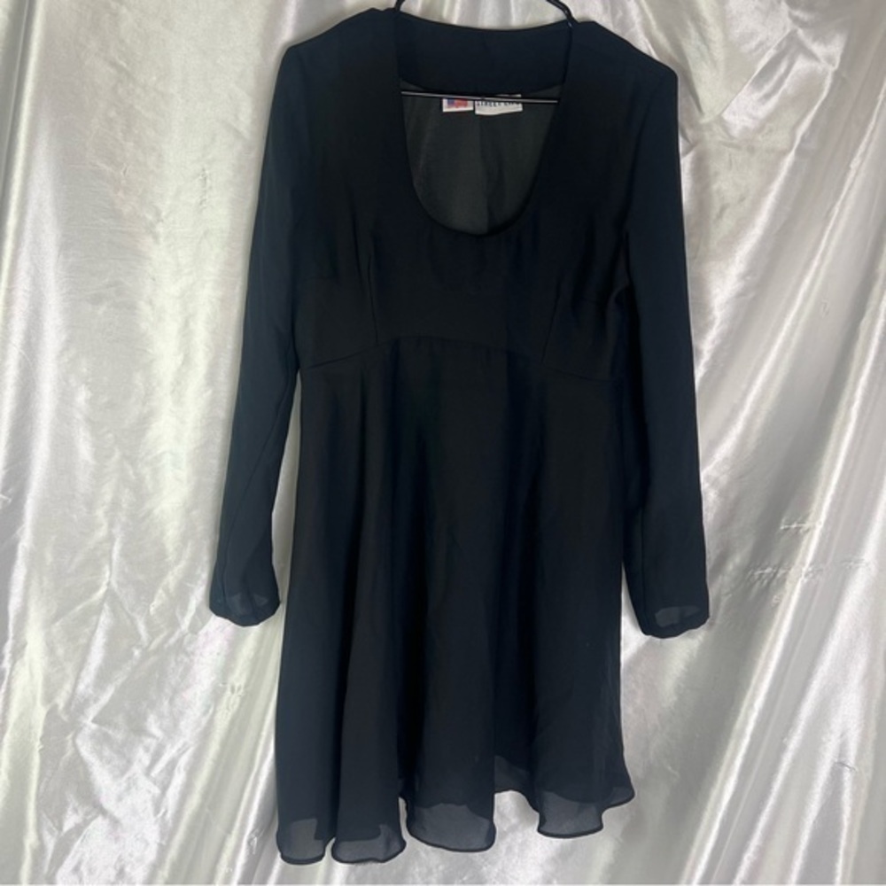 Vintage Sheer Black Mini Dress S/M | Gothic Mesh Layered Look